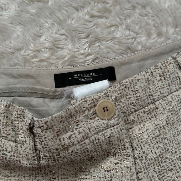 Max Mara Weekend 29" Metallic SIlver Gold Tweed Linen Lined Shorts - Picture 10 of 12